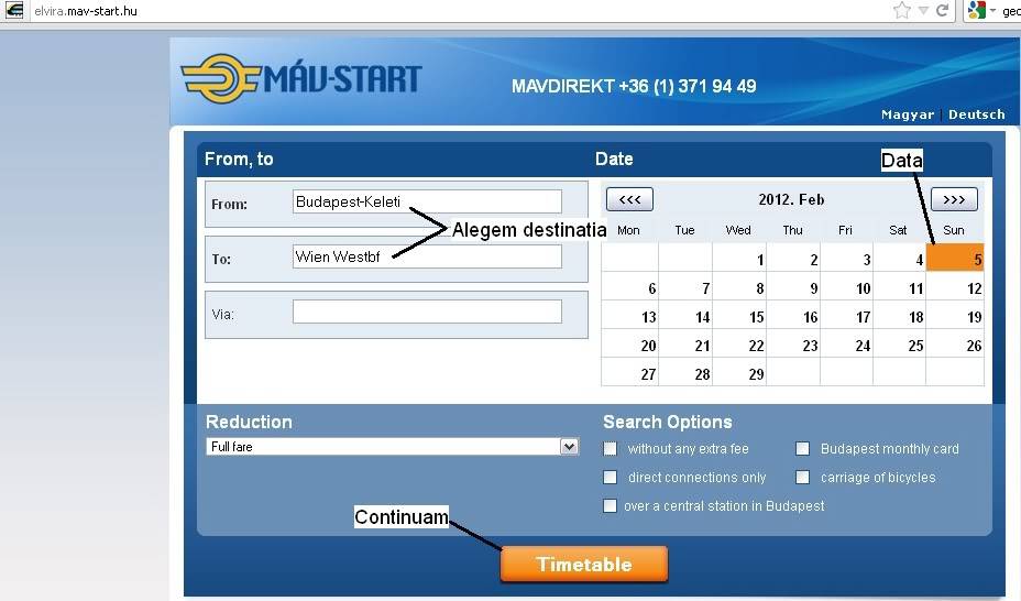 Tutorial de cumparat bilet international MAV de pe net Budapesta-Viena