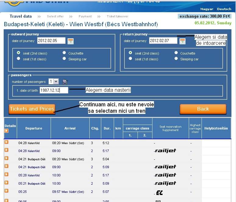 Tutorial de cumparat bilet international MAV de pe net Budapesta-Viena1