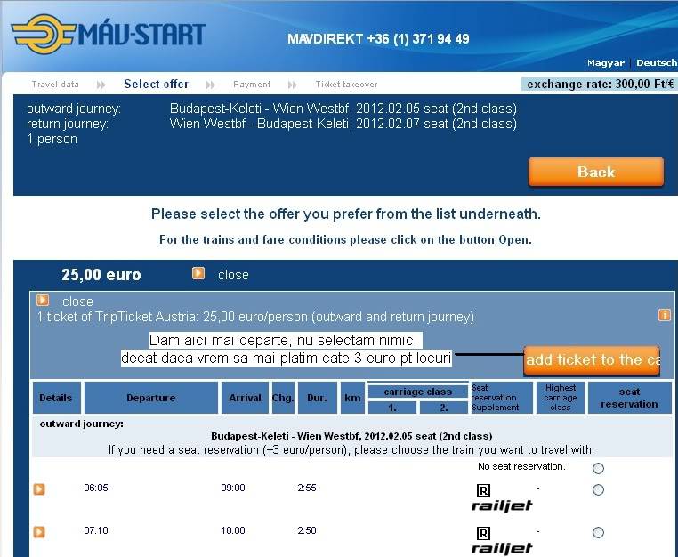 Tutorial de cumparat bilet international MAV de pe net Budapesta-Viena3