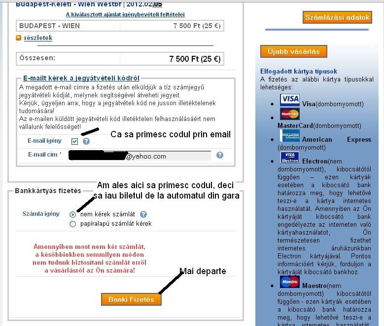 Tutorial de cumparat bilet international MAV de pe net Budapesta-Viena5