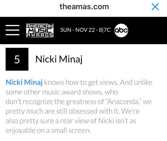 Nicki Minaj » Nominaciones, premios, récords...  - Página 15 Ama