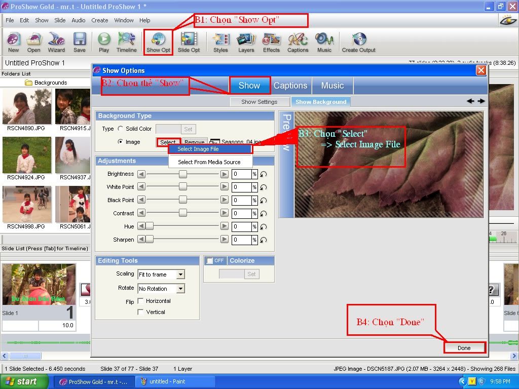 Cách làm 1 clip ảnh bằng proshow gold. (có hình) P5