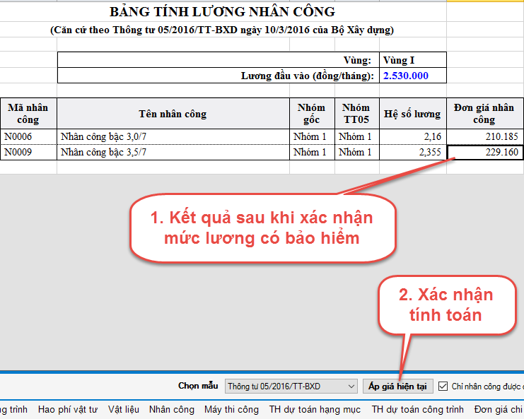 Hướng dẫn áp dụng thông tư 05/2016/TT-BXD về xác định đơn giá nhân công trong quản lý chí áp dụng trong phần mềm dự toán F1 4_zpsg6odytc1