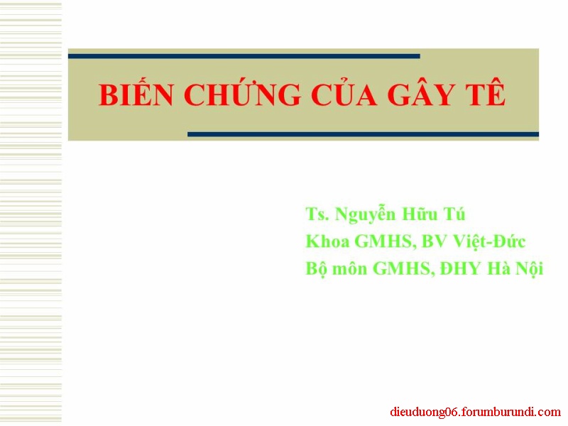 Biến chứng trong gây tê ! Slide1