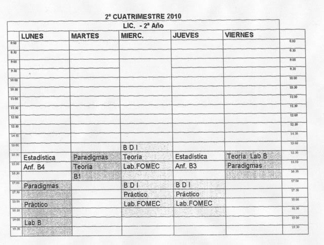 Horarios (Todos) Lic2