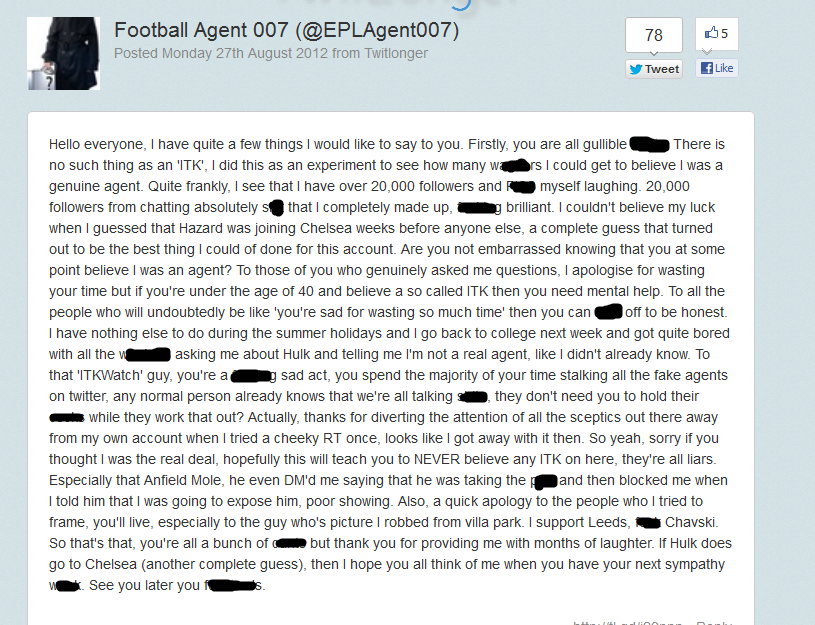 An "In The Know" Agent Confesses Itk