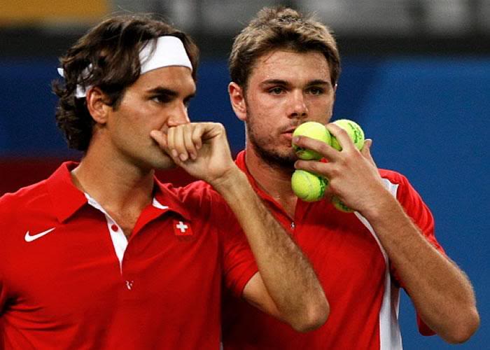 Stanislas Wawrinka y Roger Federer RogerenlosJJOO2