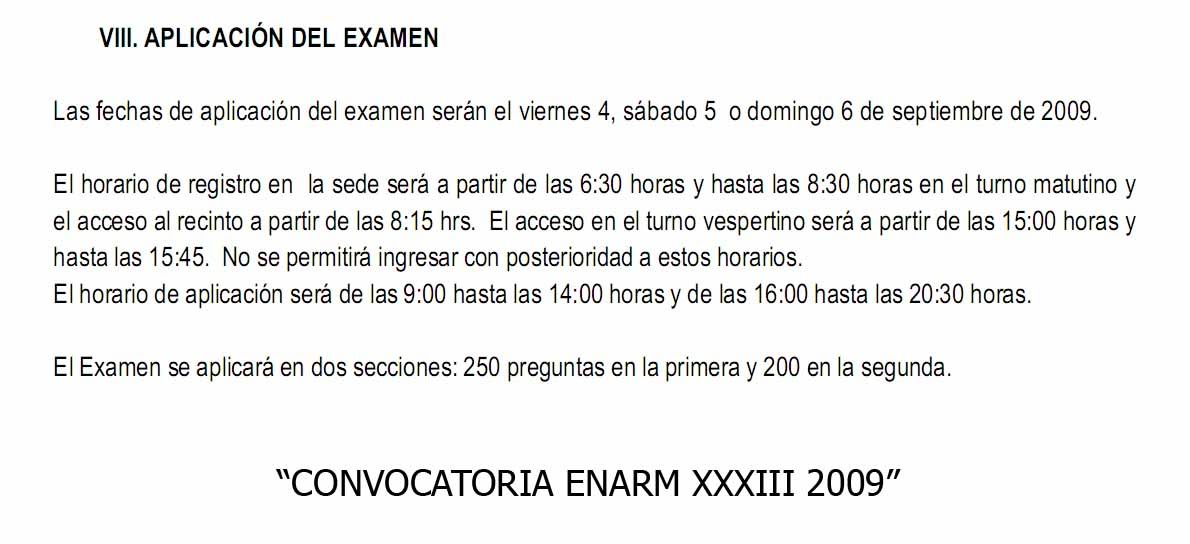 Y a que horas es el ENARM? HORARIOENARM2009