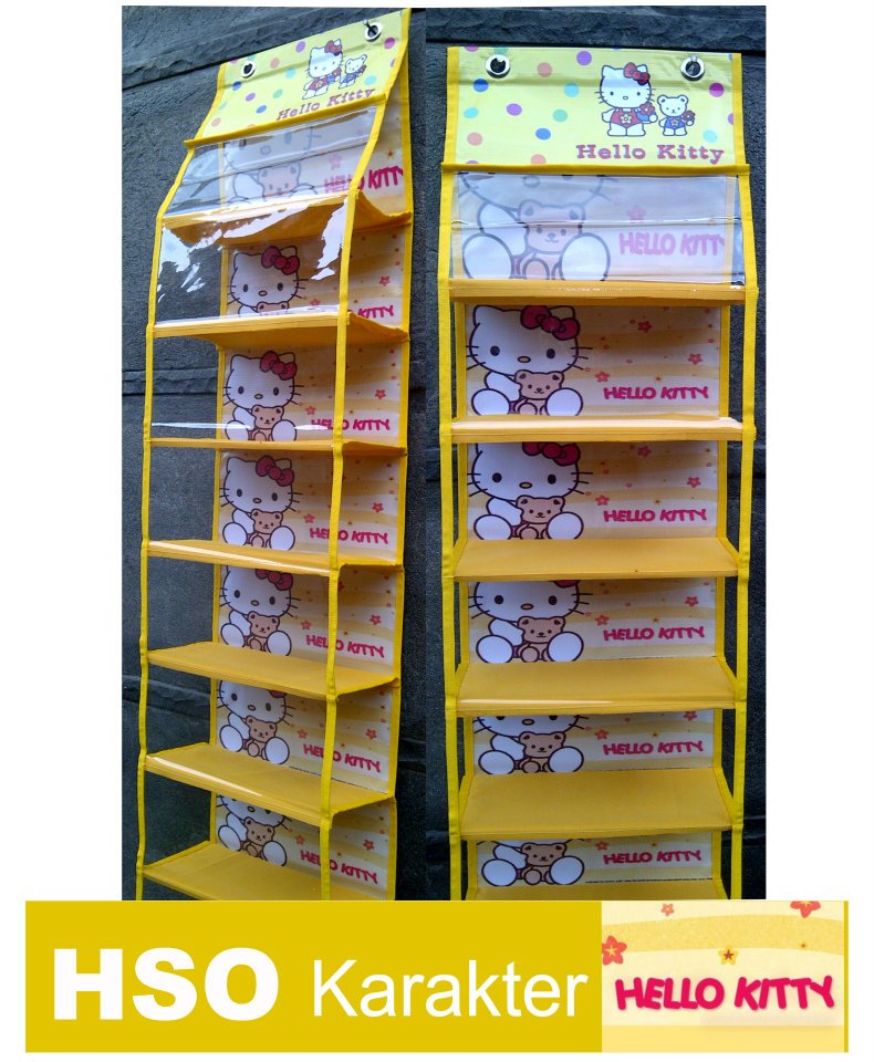 JUAL/CARI RESELLER : RAK SEPATU GANTUNG / HANGING SHOES ORGANIZER (HSO) - MOTIF ANAK HSOKARAKTERHELLOKITTY