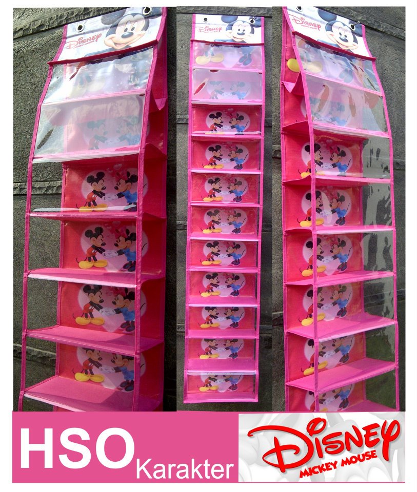 JUAL/CARI RESELLER : RAK SEPATU GANTUNG / HANGING SHOES ORGANIZER (HSO) - MOTIF ANAK HSOKARAKTERMICKEYMOUSE