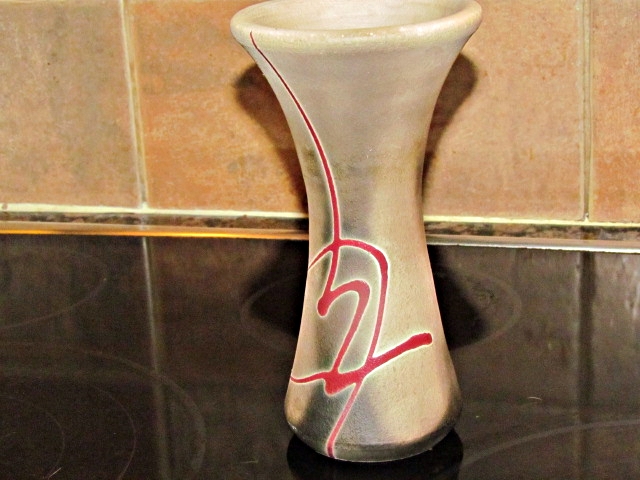 Sooty Sawdust FiredRaku Studio Pottery Vase with Initial Signature Mark IMG_6066_zps75159640