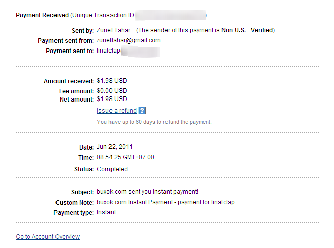 [Proof] BuxOK 1st : 22/06/2011 BuxOKPayPal