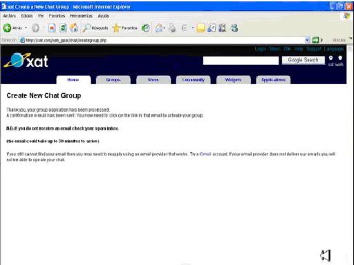 Como crear un Xat en xat.com CreateNewChatGroupFinalizado