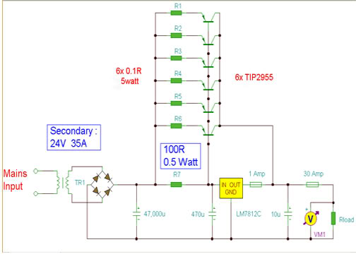 BOOSTER AMPLIFIER (MONO) using MJ2955 12V30A