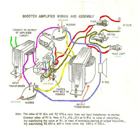 BOOSTER AMPLIFIER (MONO) using MJ2955 Boosteramp