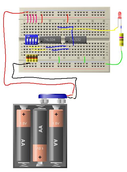HELP for NAND,NOR,EX or,EX nor gate using Breadboard plss BreadboardANDzoomout
