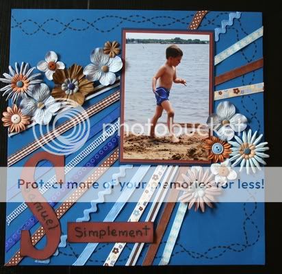 crop online sur scrapbook cafe, mes pages Samuel