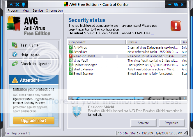 AntiVirus acting up? come in. Avgkp6