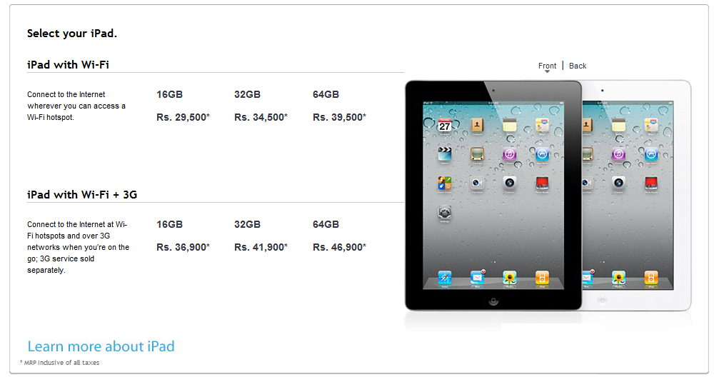 Apple iPad 2 now available in India and 11 other countries Ipad2-pricing