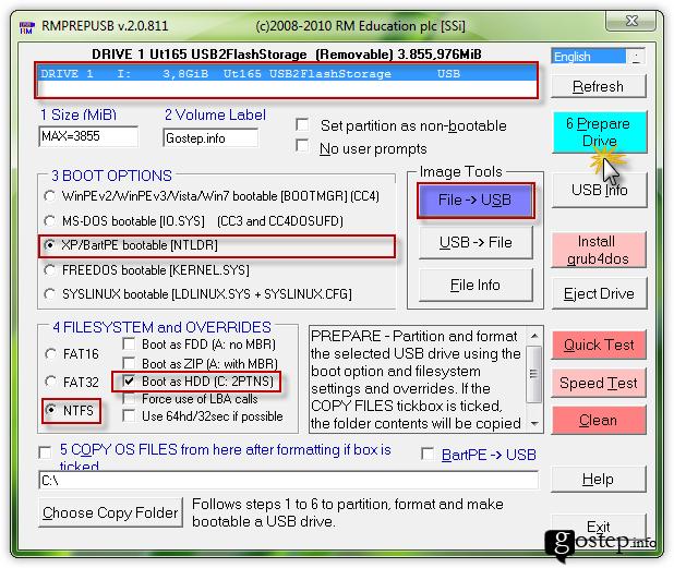 Tích hợp win xp + win 7 + hiren boot vào 1 usb 2