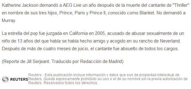 La muerte de Michael Jackson vuelve a los tribunales. ReutersKJampAEG_zpsdcb715fc