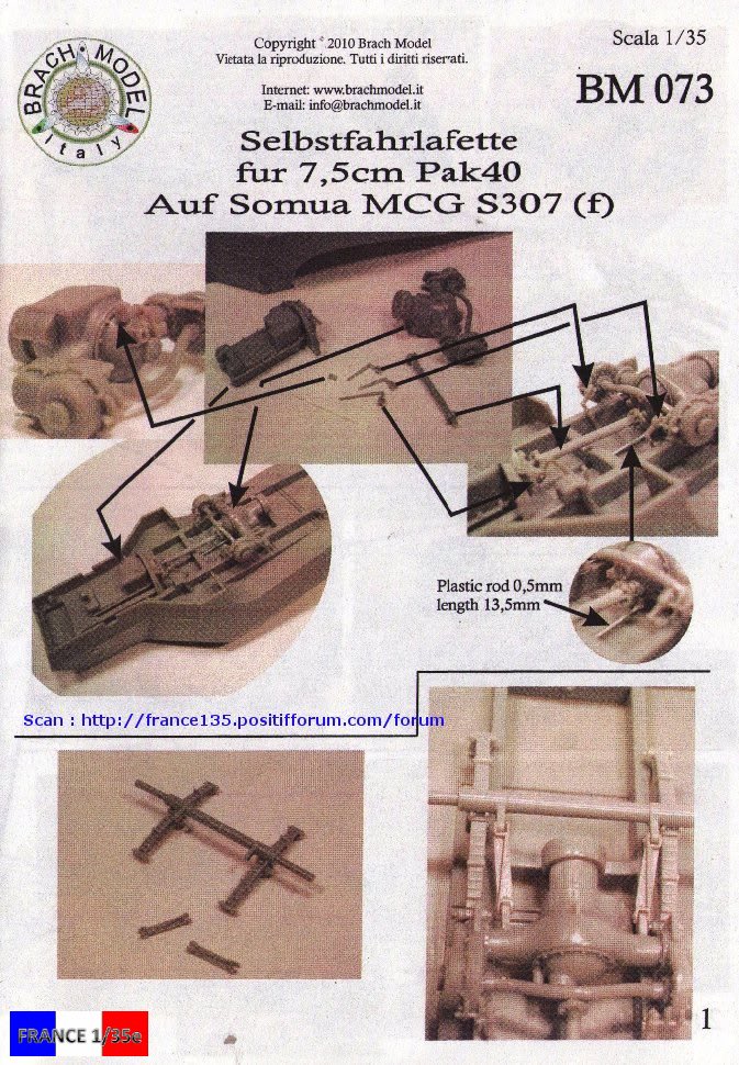 Selbstfahrlafette für 7,5cm Pak 40 Auf SOMUA MCG S307 (f) . Brach Model, 1/35, ref BM 073. Kit résine et aluminium trourné. BRACH_1-35_SOMUAPAK40021