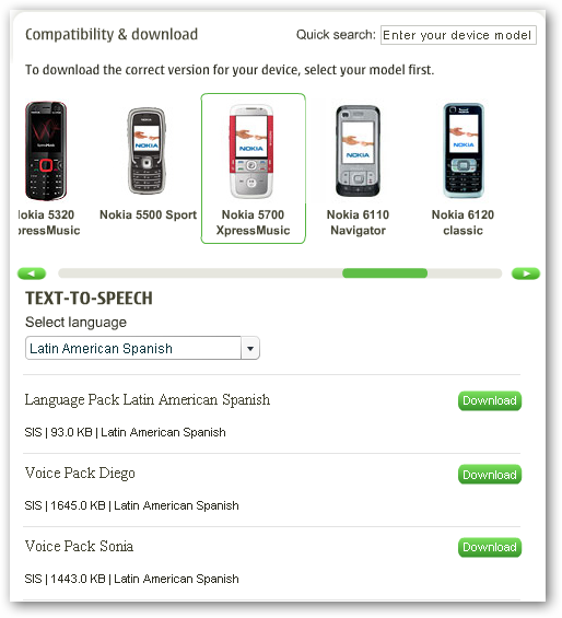 Personalizar Audio themes y  text-to-speech Texttospeechfornokia5700