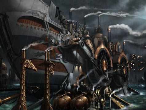 [FIXO] Porto de Simmat Steampunkcruiseshipboatharborscifiwallpaperdsng