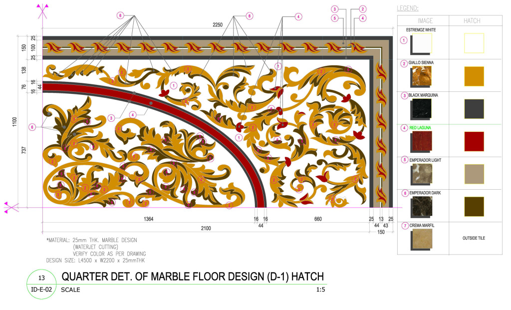 ACad details with Marble cutting list + Layout Coord. + Preparation (Updated) MARBLEFLOOR_HATCH_A1PAPER