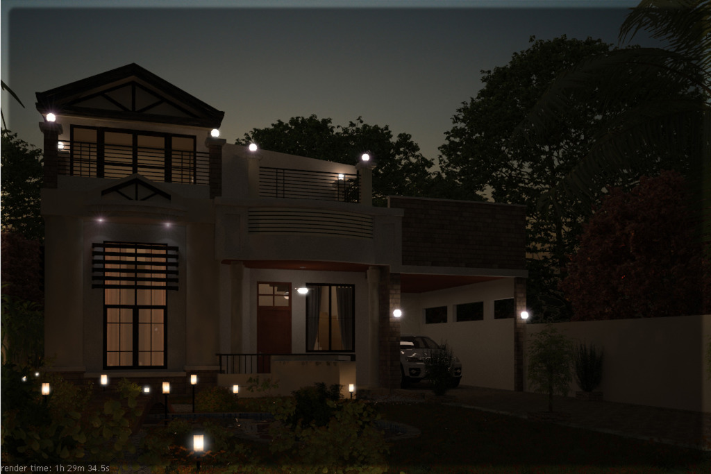 Two-Storey Residential - All in 3d models + dusk scene POSTPROCESSRENDERCAM06_night