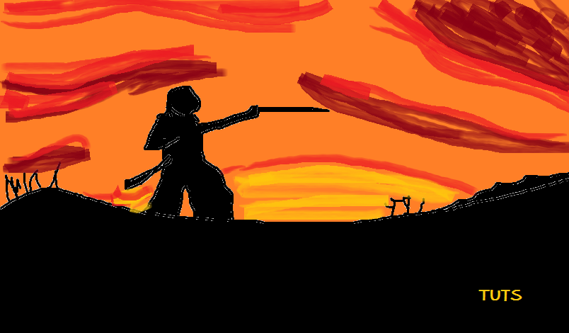 Desenhe no paint uma cena de um filme. OltimoSamurai