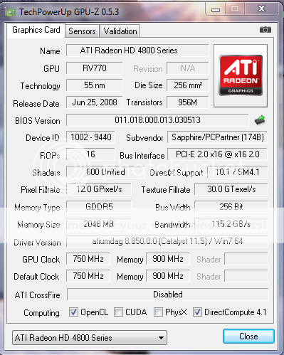 Test 4870 2gb + athlon II Gpu-z4870