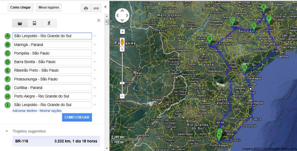 Porto Alegre - Ribeirão Preto - Curitiba-Porto Ale MapaViagem