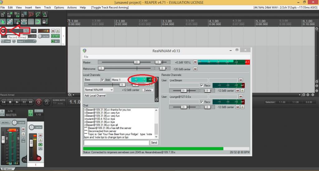 Tutorial passo a passo Reaper, Ninjam, Ninbot: Toque ao vivo com músicos de qualquer lugar do mundo, utilizando a internet. Armedtrack_zps5f1cd4a5