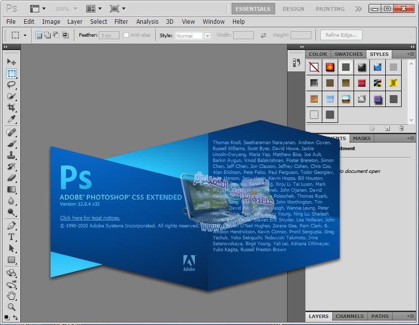 الأصدار الأخير من الفوتوشوب: Adobe Photoshop CS5 Extended 12.0.4 12-05-201100-29-50