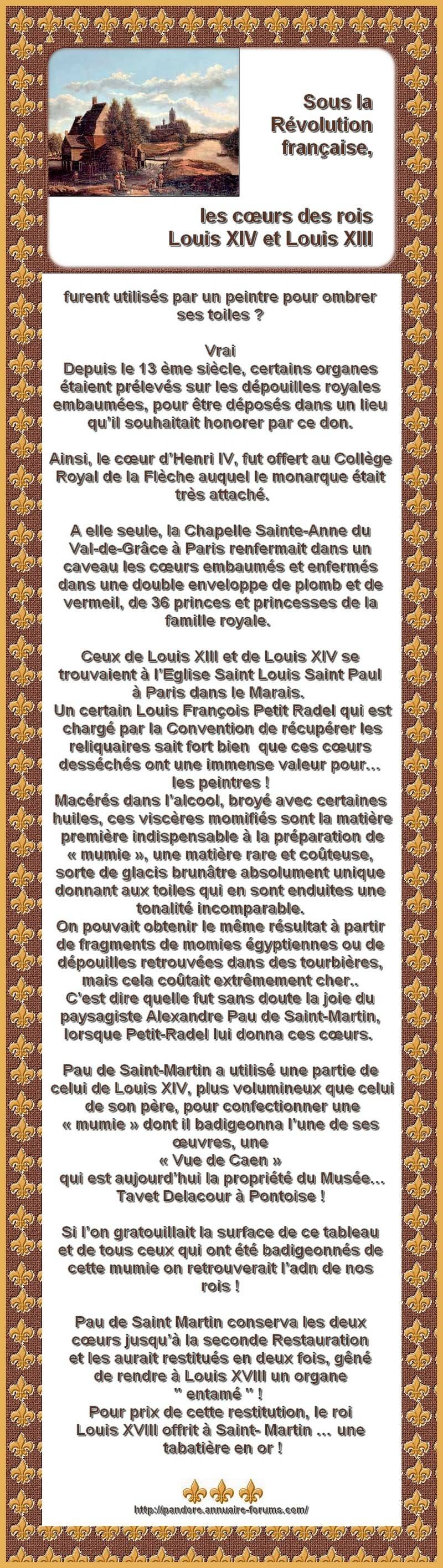 LES COEURS DES ROIS LOUIS XIV ET LOUIS XIII FURENT UTILISES PAR UN PEINTRE POUR OMBRER SES TOILES 1-132