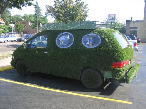 Covered Cars Green-grass-car