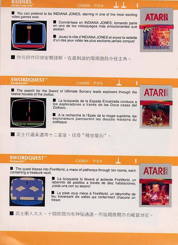 . CATALOGOS IMPRESOS JUEGOS ATARI 2600 C020520REV1011