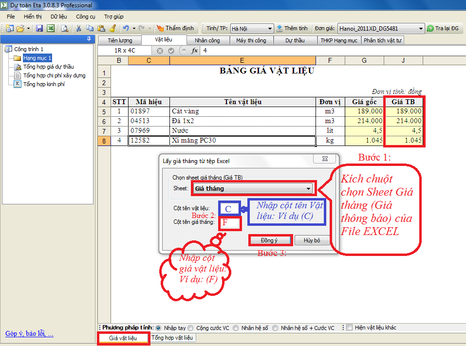 Hướng dẫn dùng phần mềm ETA - dễ dàng LayGiaTBtuExcel2