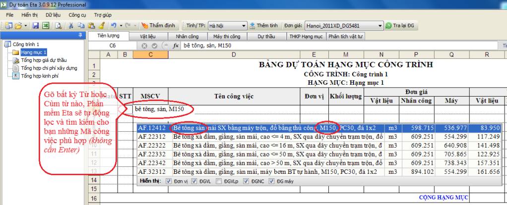 Hot hot- Phần mềm Dự toán – Dự thầu Eta 2012 mới- (Phần mềm dự toán miễn phí 100%) Tmkiemtheoten