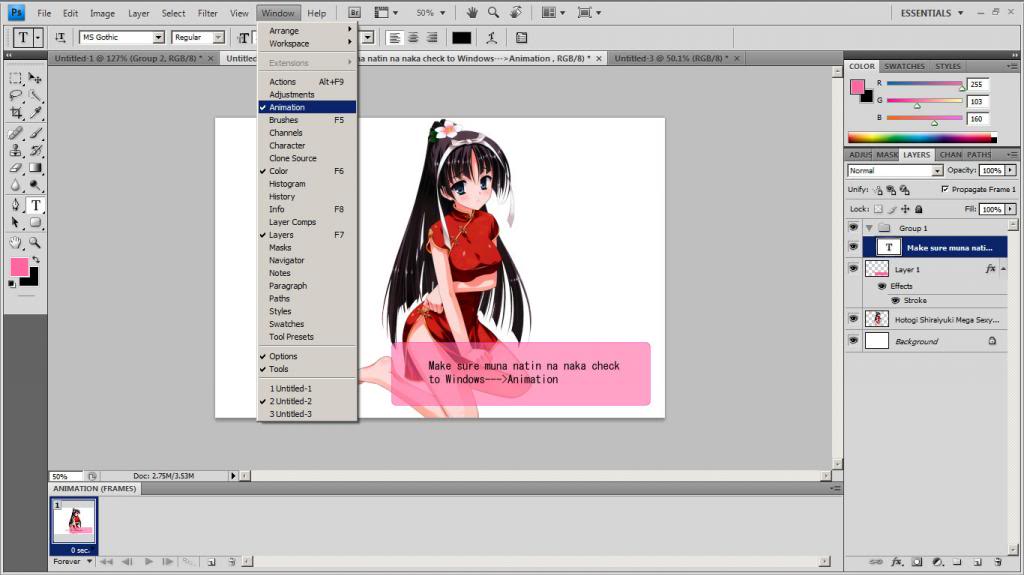 Make your anime character talk ^ _ ^ photoshop gif 1