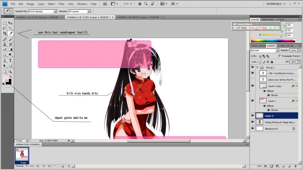 Make your anime character talk ^ _ ^ photoshop gif 3