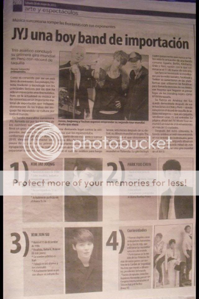 FOTO "Periodico `2001´" de Venezuela - JYJ (26/05/2012) JYJinvenezuelannewspaper