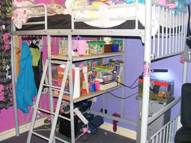 Metal High Sleeper with Desk and Shelf Highsleepermiddleladder