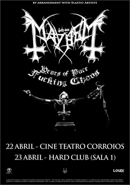 MAYHEM || 22 Abril - Cine Teatro Corroios e 23 Abril - Hard Club Mayhem2011