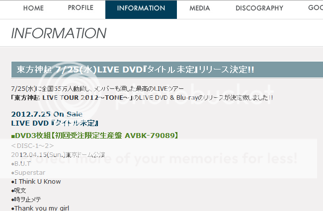 [INFO] 120524 Tohoshinki - nouveau single et TONE Tour live DVD pour le mois de juillet Dvd