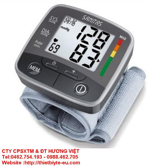 Máy đo huyết áp cổ tay SBC27 màn hình lớn,chức năng cảnh báo bằng vạch màu Sanitassbc27