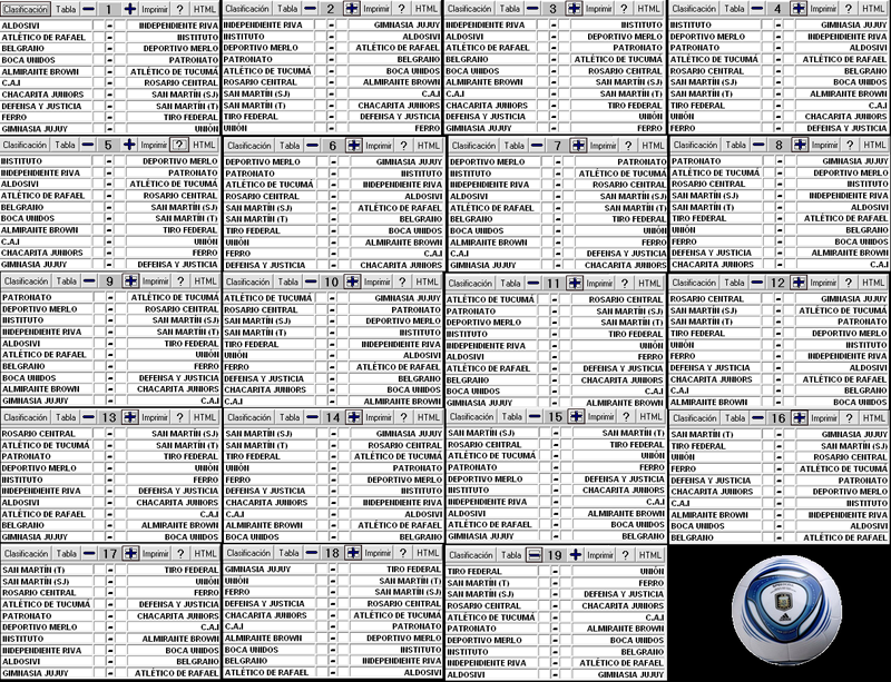 Fixture Clausura 2011 TABLA