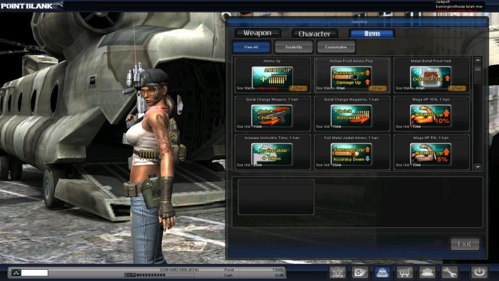 NEW CHEAT  ITEM * POINT & EXP 130 + AMMO DAMAGE DEFENCE UP + RESPAWN DAN DLL** BONUS D3D PointBlank_20110714_131216