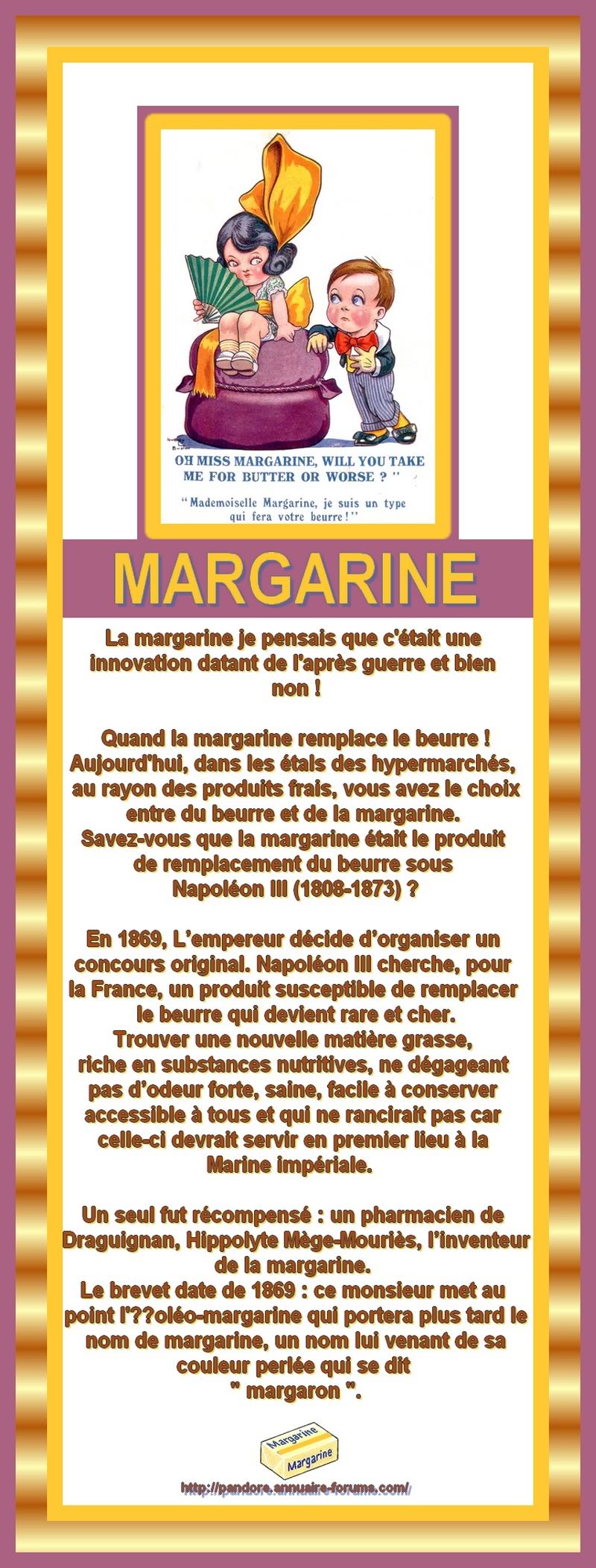 SOUS NAPOLEON III MANQUE DE BEURRE ... INVENTION DE LA MARGARINE  1869  002-4